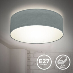 B.k.licht Bulb Socket E27 Grey Fabric Shade Ceiling Lamp (Dia)30Cm - thumbnail 2