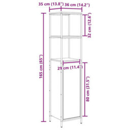 Vidaxl Bathroom Cabinet With Shelves Black Oak 36X35X165 Cm - thumbnail 3
