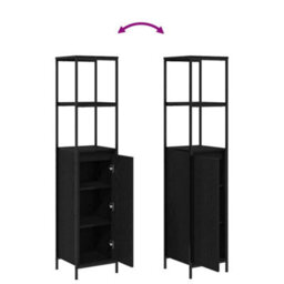 Vidaxl Bathroom Cabinet With Shelves Black Oak 36X35X165 Cm - thumbnail 9