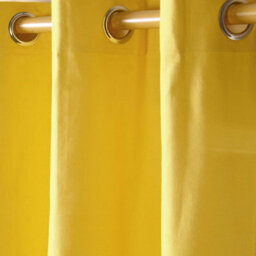Homescapes Plain Yellow Cotton Eyelet Curtains 137 X 182 Cm - thumbnail 3