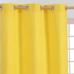 Homescapes Plain Yellow Cotton Eyelet Curtains 137 X 182 Cm - thumbnail 2