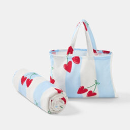 Ohs Heart Cherries Beach Towel With Bag Quick Dry Absorbent Travel Spa - thumbnail 3