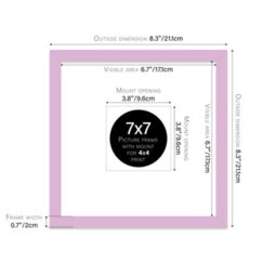 "7X7"" Lilac Picture Frame - 7X7"" Square Frame With 4X4"" Mount For 7X7""/4X4"" Pictures Classic Style Wall Art, 1 Pack" - thumbnail 2