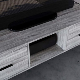 Industrial Tv Stand Cabinet Unit Modern 2 Drawer Entertainment Sideboard Unit Grey - thumbnail 3