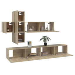 Berkfield 7 Piece Tv Cabinet Set Sonoma Oak Engineered Wood - thumbnail 4