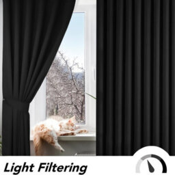 Oxford Homeware Plain Black 230Gsm Blackout Curtain Thermal Insulated Eyelet For Living Room Curtain Pair (W)228Cm X (L)228Cm - thumbnail 7