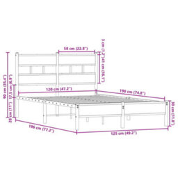 Berkfield Bed Frame Without Mattress With Headboard Sonoma Oak 120X190 Cm Small Double - thumbnail 9