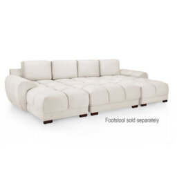 Furnishings For Less UK Zura Cream Plush Velvet Large U Shaped 4 - 5 Seater Sofa Wooden Legs - thumbnail 6
