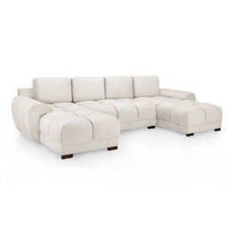 Furnishings For Less UK Zura Cream Plush Velvet Large U Shaped 4 - 5 Seater Sofa Wooden Legs - thumbnail 7