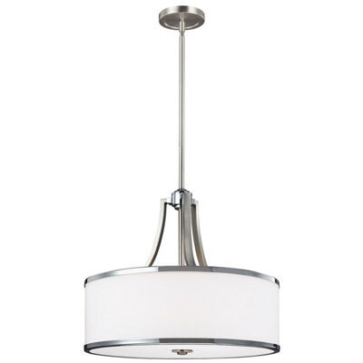Satin Nickel And Chrome 4-Bulb Led Pendant Light Fitting