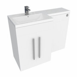 Sundaze Gloss White Bathroom Combined Furniture 1100mm L Shape Vanity Unit Left Handed With Basin Sink - thumbnail 3