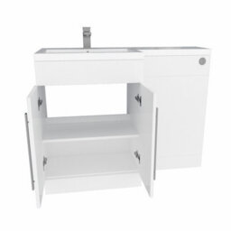 Sundaze Gloss White Bathroom Combined Furniture 1100mm L Shape Vanity Unit Left Handed With Basin Sink - thumbnail 4