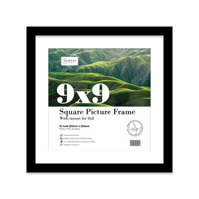 "9X9"" Black Picture Frame - 9X9"" Square Frame With 8X8"" Mount For 9X9""/8X8"" Pictures Art Deco Style Room Decor, 1 Pack" - image 1