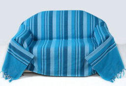 Ehc Soft & Lightweight Indian Kerala Pattern Striped Cotton King Size Throw, Teal - 220 X 250 Cm - thumbnail 2