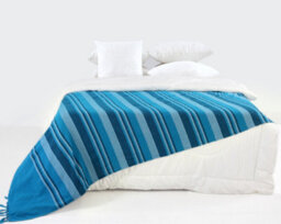 Ehc Soft & Lightweight Indian Kerala Pattern Striped Cotton King Size Throw, Teal - 220 X 250 Cm - thumbnail 3