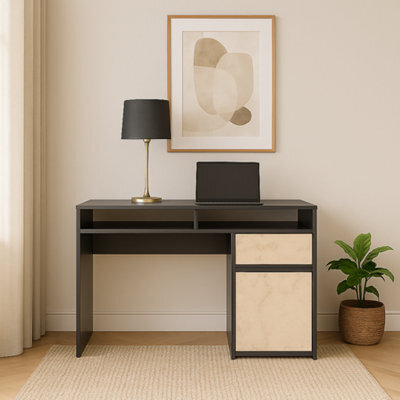 Decorotika Isla Computer Desk Black Travertine - image 1
