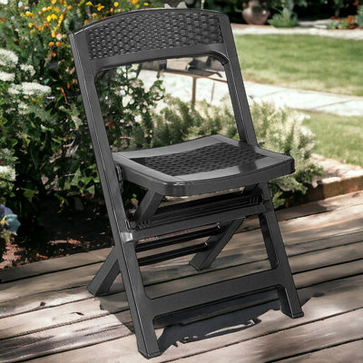 Urbn-Garden Urbngarden 88Cm Height 1 Pcs Collapsible Outdoor Folding Black Garden Chairs Camping Patio Lounge - image 1