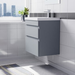 Nes Home Wall Hung Matte Grey 500mm Pvc 2 Drawers Vanity Unit & Basin Sink - thumbnail 3