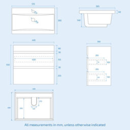 Nes Home Wall Hung Matte Grey 500mm Pvc 2 Drawers Vanity Unit & Basin Sink - thumbnail 6