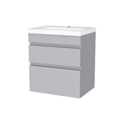 Nes Home Wall Hung Matte Grey 500mm Pvc 2 Drawers Vanity Unit & Basin Sink - thumbnail 5