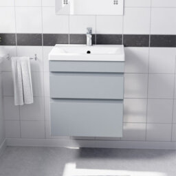 Nes Home Wall Hung Matte Grey 500mm Pvc 2 Drawers Vanity Unit & Basin Sink - thumbnail 2