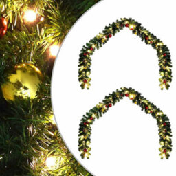 Vidaxl Christmas Garland With 600 Leds 2 Pcs Green Pvc