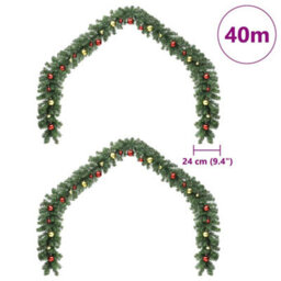 Vidaxl Christmas Garland With 600 Leds 2 Pcs Green Pvc - thumbnail 7