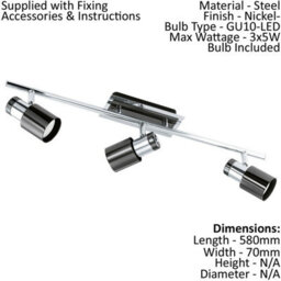 Stylish Nickel Black Flush Ceiling Light With 3 Adjustable Gu10 Spotlights - thumbnail 2
