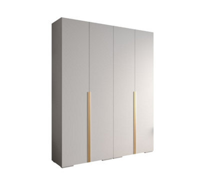 Arte Elegant Inova I Hinged Door Wardrobe H2370mm W2000mm D470mm - Versatile White Finish With Gold Vertical Metal Handles - image 1