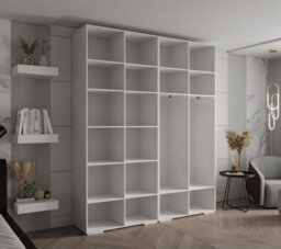 Arte Elegant Inova I Hinged Door Wardrobe H2370mm W2000mm D470mm - Versatile White Finish With Gold Vertical Metal Handles - thumbnail 5
