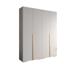 Arte Elegant Inova I Hinged Door Wardrobe H2370mm W2000mm D470mm - Versatile White Finish With Gold Vertical Metal Handles - thumbnail 1
