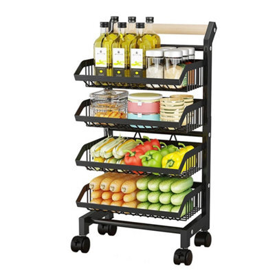 90 Cm Utility Detachable Baskets Cart Home Storage Kitchen Trolley Shelf Rack Bedroom - image 1