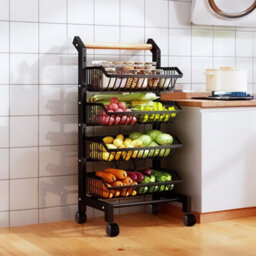 90 Cm Utility Detachable Baskets Cart Home Storage Kitchen Trolley Shelf Rack Bedroom - thumbnail 3