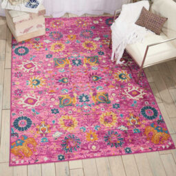 Fuchsia Floral Luxurious Traditional Abstract Rug For Dining Room-114Cm X 175Cm - thumbnail 2