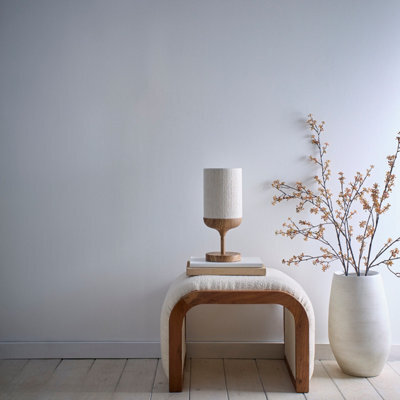 K Living Carrick Wood Printed Metal Table With Natural Cotton Lamp Shade - image 1