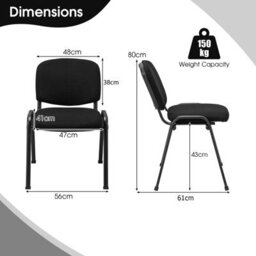Costway Set Of 5 Office Reception Chairs Stackable Padded Guest Chairs - thumbnail 2