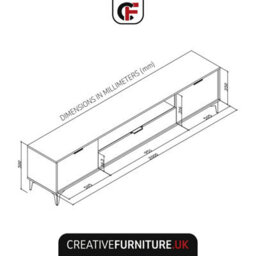 Goldline Gloss Tv Unit 200Cm White Luxury - Creative Furniture - thumbnail 3