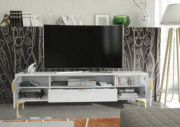 Goldline Gloss Tv Unit 200Cm White Luxury - Creative Furniture - thumbnail 7