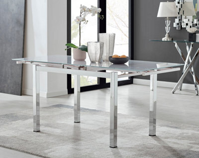 Furniturebox Enna Rectangular White Glass Extending 4 - 6 Seater Dining Table - Extending Dining Table - Extendable Dining Table - image 1