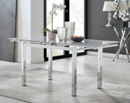 Furniturebox Enna Rectangular White Glass Extending 4 - 6 Seater Dining Table - Extending Dining Table - Extendable Dining Table - thumbnail 1