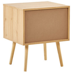 Beliani Bedsie Two Drawer Bedside Table In Light Brown Manufactured Wood With Rattan Fronts, Compact Boho Style - thumbnail 6