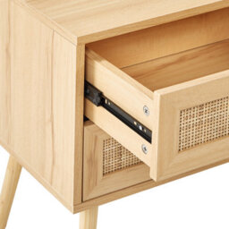 Beliani Bedsie Two Drawer Bedside Table In Light Brown Manufactured Wood With Rattan Fronts, Compact Boho Style - thumbnail 7