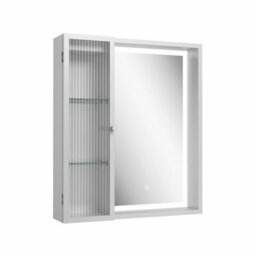 Affine 600 X 700mm Silver Bathroom Led Mirror Cabinet Wall Hung Fluted Mains Touch Sensor - thumbnail 5