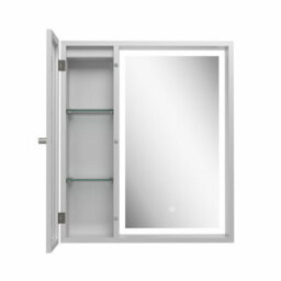 Affine 600 X 700mm Silver Bathroom Led Mirror Cabinet Wall Hung Fluted Mains Touch Sensor - thumbnail 4