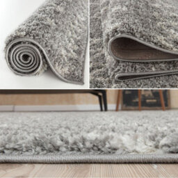 The Rugs Moroccan Shaggy Rugs And Runners Soft Fluffy Tribal Design High Pile Grey And Ivory Living Room Kitchen Hallway 910 - thumbnail 4