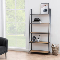 Furniture To Go Seaford Black Metal Ladder Bookcase With 5 Oak Shelves - thumbnail 5