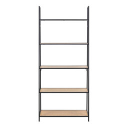 Furniture To Go Seaford Black Metal Ladder Bookcase With 5 Oak Shelves - thumbnail 2