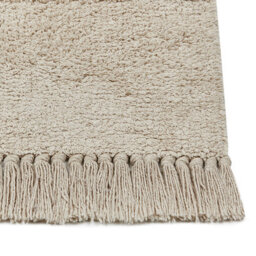 Beliani 160 X 230 Cm Beige And Black Cotton-Blend Area Rug With Tassels And Face Motif - thumbnail 5