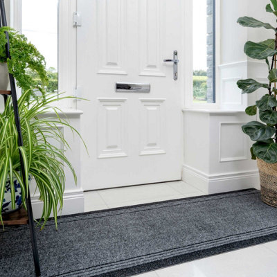 Loomed Grey Hard Wearing Non Slip Cut To Measure Runner Utility Mat 66Cm Wide (2Ft 2In W X 23Ft L) - image 1