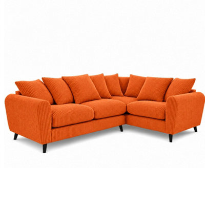 BlissFurniture Ltd Bliss Furniture Harlow Jumbo Cord Right Hand Dual Arm Corner Sofa, Modern Design Comfortable Memory Foam Seating In Orange - image 1